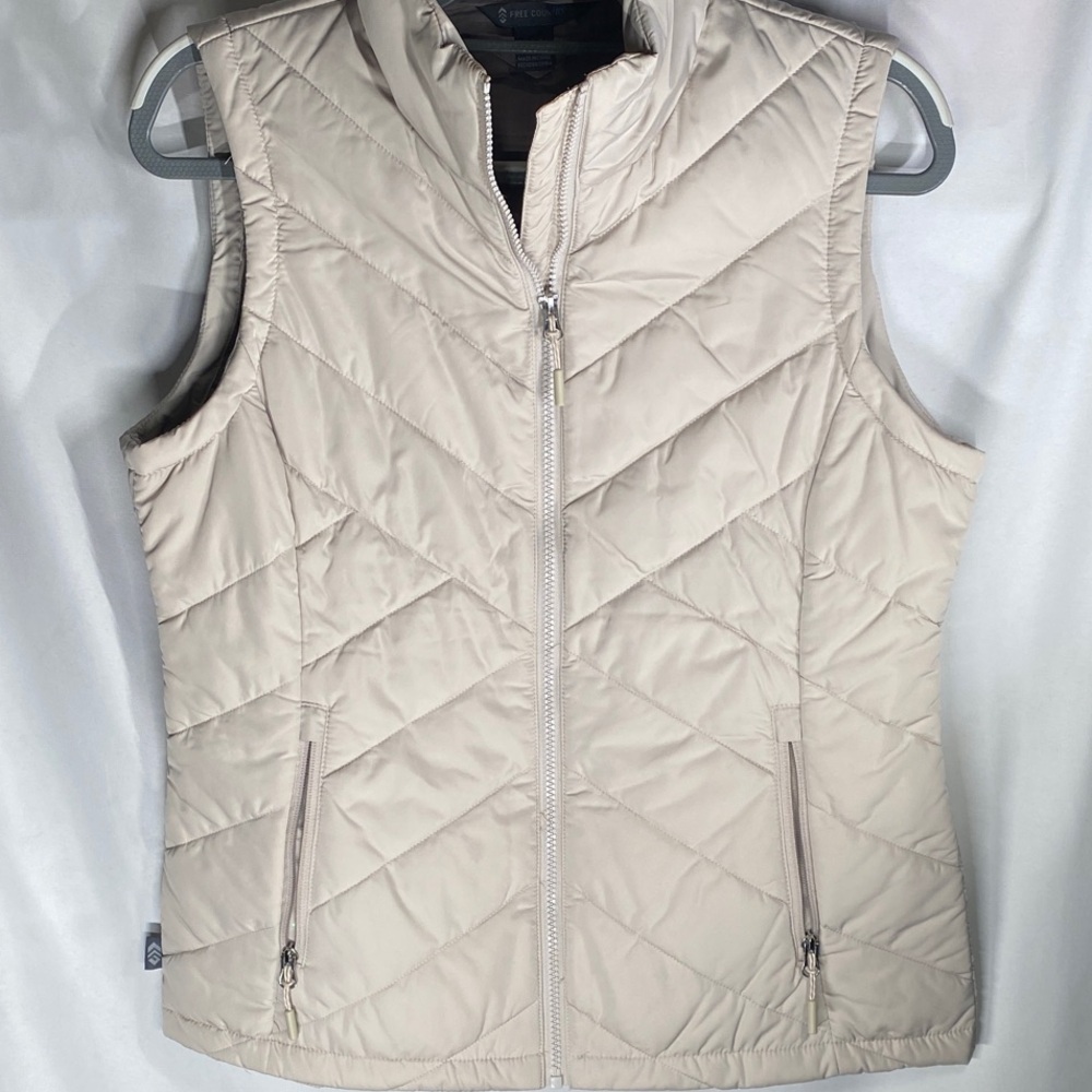 Free Country Women's Light Beige Quilted Vest Small